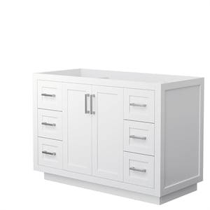 Pemberly Row 48&quot Wood Single Bathroom Vanity in Nickel Trim/White