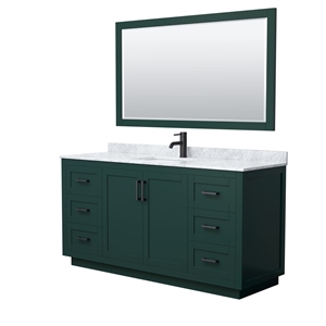 Pemberly Row 66&quot Metal Single Bathroom Vanity in Green/Black