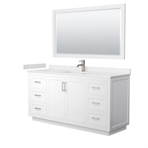 Pemberly Row 66&quot Metal Single Bathroom Vanity in White/Nickel