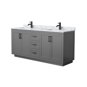 Pemberly Row 72&quot Veneer Wood Double Bathroom Vanity in Gray/Black