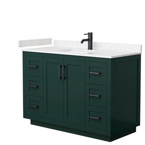 Pemberly Row 48&quot Wood Single Bathroom Vanity in Matte Black/Green