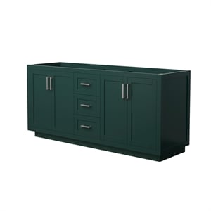 Pemberly Row 72&quot Wood Double Bathroom Vanity in Nickel Trim/Green