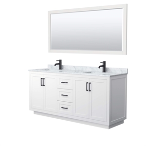 Pemberly Row 72&quot Metal Double Bathroom Vanity in White/Black