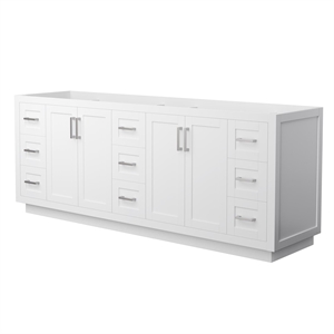 Pemberly Row 84&quot Wood Double Bathroom Vanity in Nickel Trim/White
