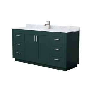 Pemberly Row 66&quot Plywood Single Bathroom Vanity in Nickel/Green