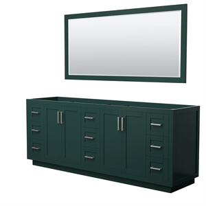 Pemberly Row 84&quot Wood Double Bathroom Vanity in Green/Nickel Trim