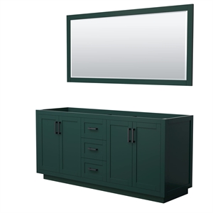 Pemberly Row 72&quot Plywood Double Bathroom Vanity in Green/Black