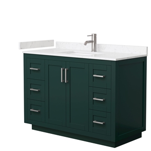 Pemberly Row 48&quot Wood Single Bathroom Vanity in Nickel Trim/Green