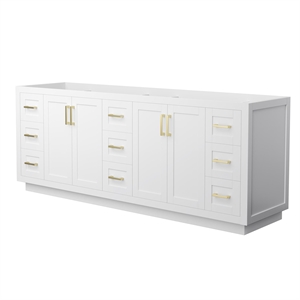 Pemberly Row 84&quot No-Sink Wood Double Bathroom Vanity in White/Gold