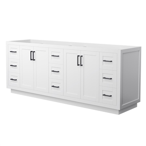 Pemberly Row 84&quot Plywood Double Bathroom Vanity in Black/White