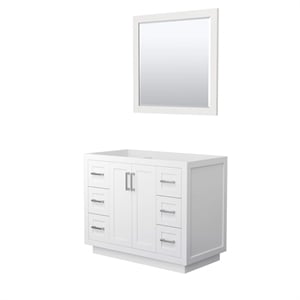 Pemberly Row 42&quot Wood Single Bathroom Vanity in White/Nickel