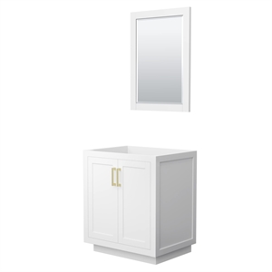 Pemberly Row 30&quot No Sink Wood Single Bathroom Vanity in White/Gold