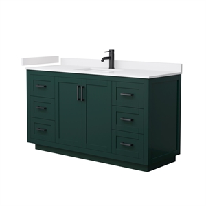 Pemberly Row 60&quot Wood Single Bathroom Vanity in Green/Matte Black