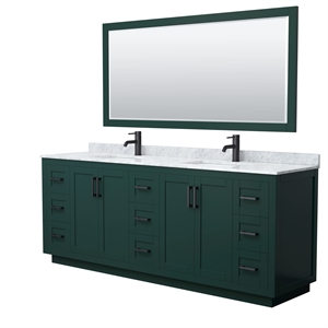 Pemberly Row 84&quot Metal Double Bathroom Vanity in Green/Black