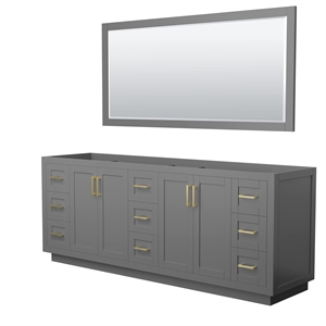 Pemberly Row 84&quot No Sink Wood Double Bathroom Vanity in Gray/Gold