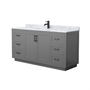 Pemberly Row 66&quot Metal & Wood Single Bathroom Vanity in Gray/Black