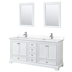 Pemberly Row 72&quot Metal Double Bathroom Vanity in White/Chrome