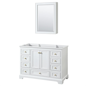 Pemberly Row 48&quot Wood Single Bathroom Vanity in White/Brushed Gold