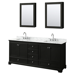Pemberly Row 80&quot Metal & Wood Double Bathroom Vanity in Espresso