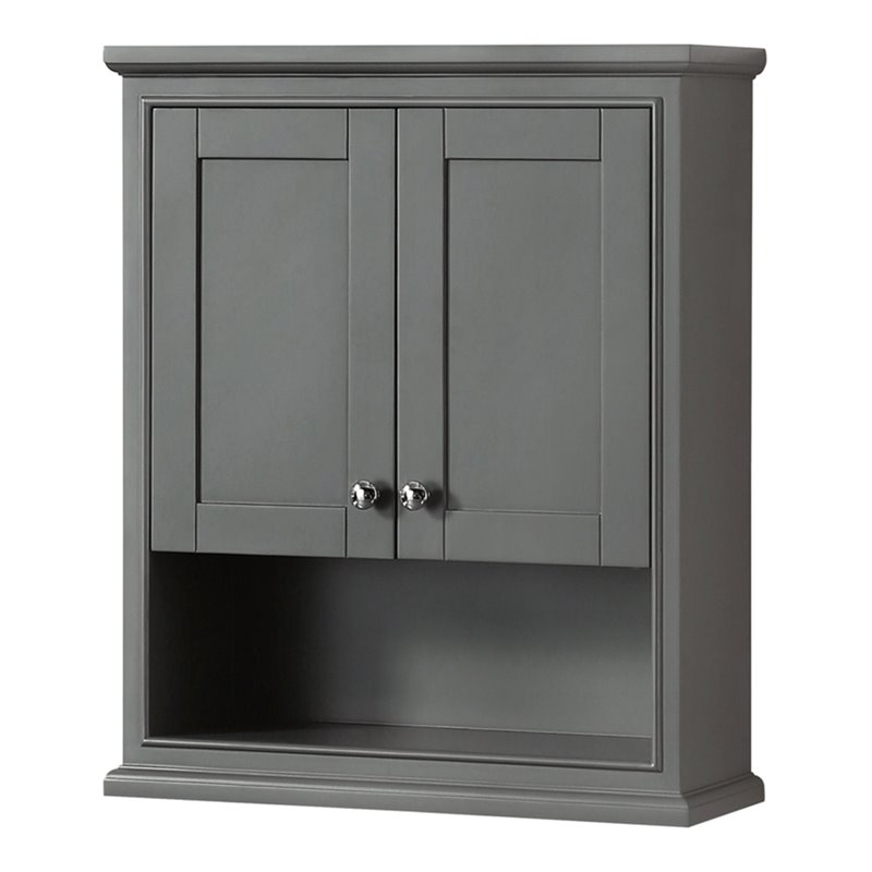 Pemberly Row Wood Bathroom Wall-Mounted Storage Cabinet in Gray
