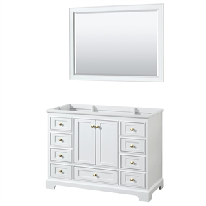Pemberly Row 48&quot Wood Single Bathroom Vanity in Gold Trim/White