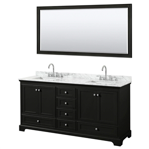 Pemberly Row 72&quot Wood & Metal Double Bathroom Vanity in Espresso