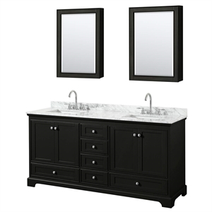 Pemberly Row 72&quot Metal & Wood Double Bathroom Vanity in Espresso