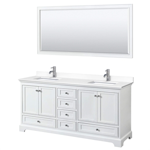 Pemberly Row 72&quot Metal Double Bathroom Vanity in Chrome/White