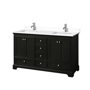 Pemberly Row 60&quot Wood & Metal Double Bathroom Vanity in Espresso