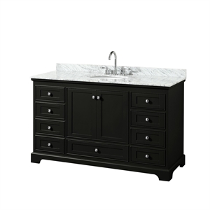Pemberly Row 60&quot Metal Single Bathroom Vanity in Espresso/White