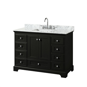 Pemberly Row 48&quot Wood & Metal Single Bathroom Vanity in Espresso