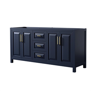 Pemberly Row 72&quot No-Sink Wood Double Bathroom Vanity in Gold/Blue