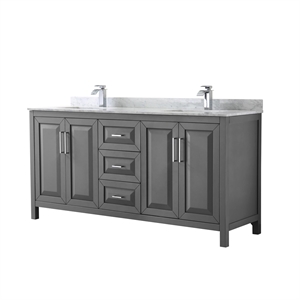 Pemberly Row 72&quot No-Mirror Wood Double Bathroom Vanity in Gray