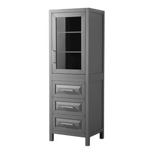 Pemberly Row 3-drawer Wood Linen Tower Cabinet in Gray/Chrome
