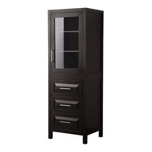 Pemberly Row 3-drawer Wood Linen Tower Cabinet in Espresso/Chrome