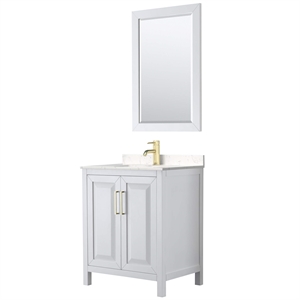 Pemberly Row 30&quot Wood & Metal Single Bathroom Vanity in White/Gold