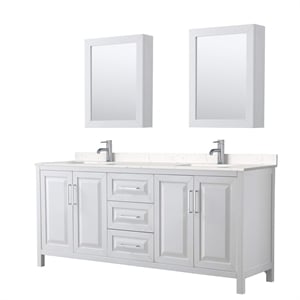 Pemberly Row 80&quot Cabinets Wood Double Bathroom Vanity in White
