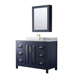 Pemberly Row 48&quot Cabinet Wood Single Bathroom Vanity in Blue/Gold