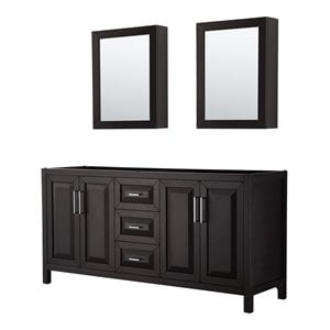 Pemberly Row 72&quot Cabinets Wood Double Bathroom Vanity in Espresso