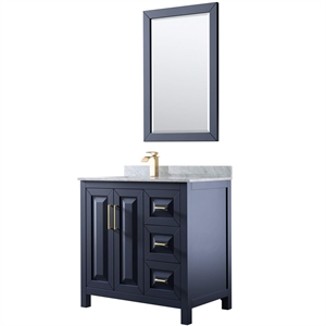 Pemberly Row 36&quot Square Sink Wood Single Bathroom Vanity in Blue