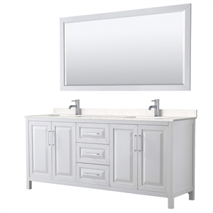 Pemberly Row 80&quot Light Vein Wood Double Bathroom Vanity in White