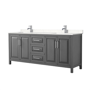 Pemberly Row 80&quot No Mirror Wood Double Bathroom Vanity in Dark Gray