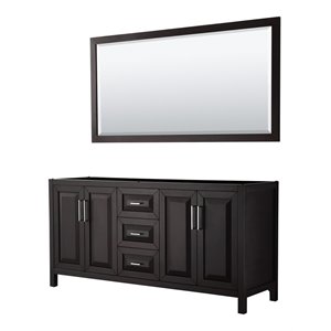 Pemberly Row 72&quot No-Sink Wood Double Bathroom Vanity in Espresso