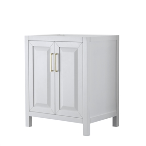 Pemberly Row 30&quot No Sink Wood Single Bathroom Vanity in Gold/White
