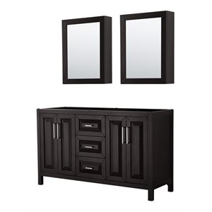 Pemberly Row 60&quot Wood & Metal Double Bathroom Vanity in Espresso