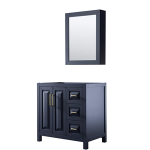Pemberly Row 36&quot No-Sink Wood Single Bathroom Vanity in Blue/Gold