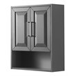 Pemberly Row Wood Wall-Mounted Storage Cabinet in Gray/Chrome