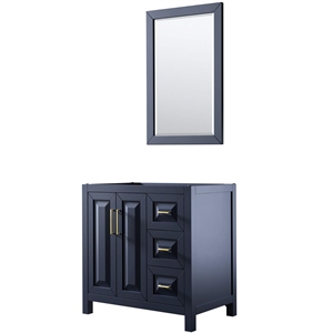 Pemberly Row 36&quot No Sink Wood Single Bathroom Vanity in Blue/Gold