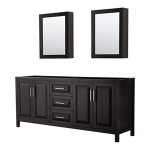 Pemberly Row 80&quot Wood & Metal Double Bathroom Vanity in Espresso
