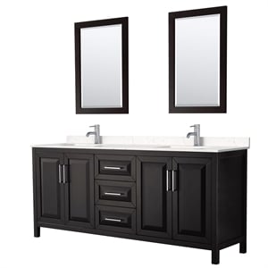 Pemberly Row 80&quot Light-Vein Wood Double Bathroom Vanity in Espresso